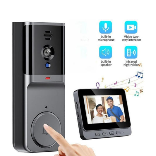 Wireless Doorbell Camera: 1080P, 170° viewing angle, 4.3-inch screen, IPX65 outdoor waterproof, night vision