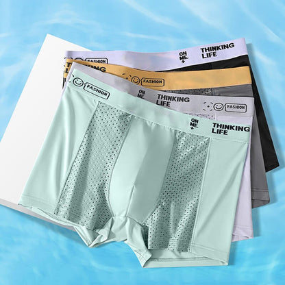 🔥 Men's Ice Silk Breathable Mesh Boxer Briefs（4 Piece Set）