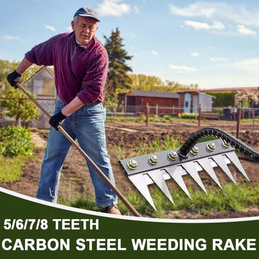 🔥Early Autumn Offers🍂5/6/7/8 Teeth Carbon Steel Garden Weeding Rake