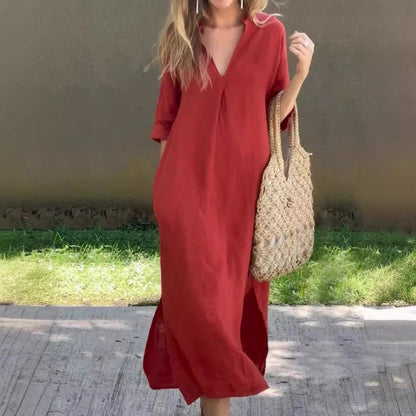 🔥Last Day Sale 49%🔥Elegant V-Neck Slit Dress