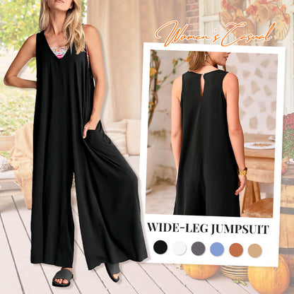 🔥Last Day Sale 49%🔥Women's Casual V-Neck Sleeveless Wide-Leg Jumpsuit