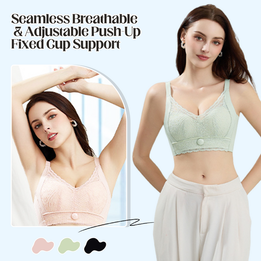 Women's Seamless Breathable & Adjustable Push-Up Fixed Cup Support Bra