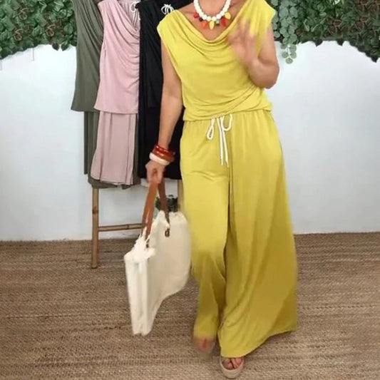 Fashion Sleeveless Top and Wide-Leg Pants Set