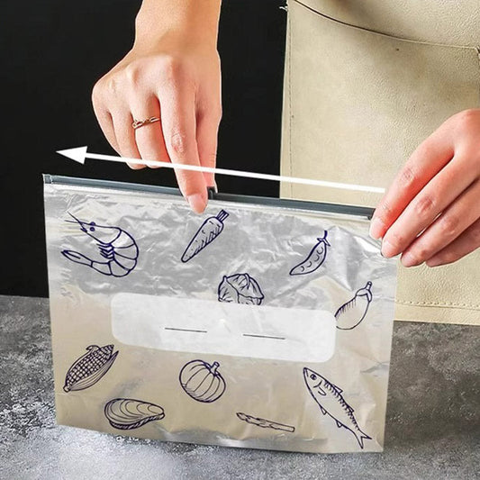 Reusable and Resealable Aluminum Storage Bag 🥢🌍 – Perfect for Storing and Protecting Your Food! 🌿
